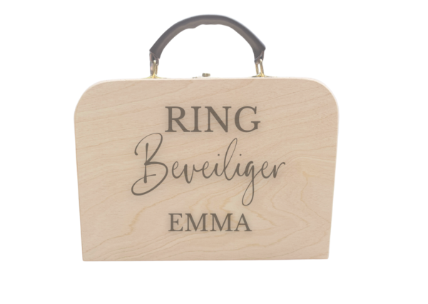 Gepersonaliseerd houten ring beveiliger koffertje